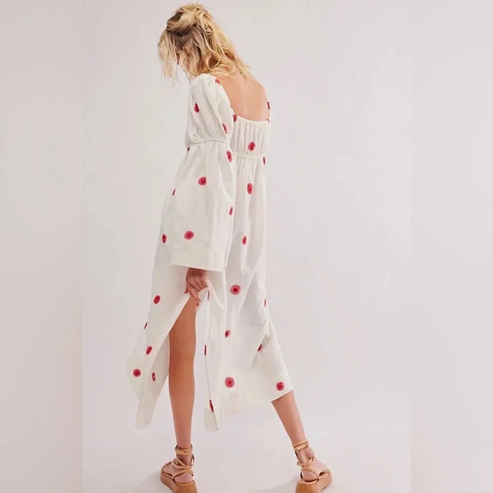 Free People Emory Embroidered Midi Dress